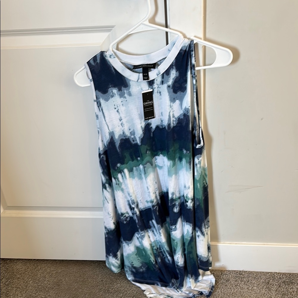 Lane Bryant White and Blue Tank Top Tie-Dye